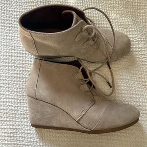 Toms Beige Suede Ankle Booties